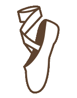 pictogramme animé d'une ballerine marron et blanc