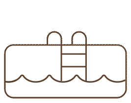 pictogramme animé d'une piscine marron et blanche