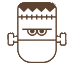 pictogramme animé d'un monstre de frankenstein marron et blanche
